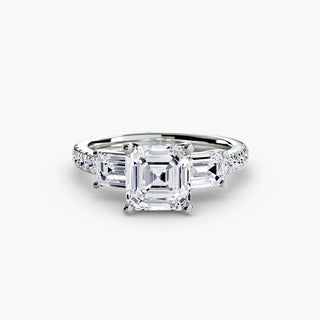 Three-Stone Ring with Pavé Band 4